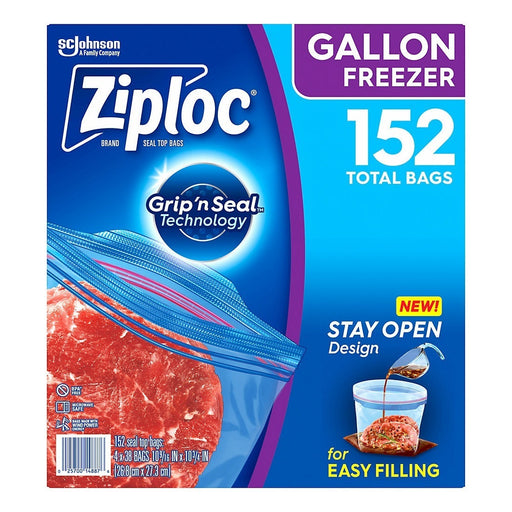 ZIPLOC STAY OPEN GALLON FREEZER 152 BAGS ZIPLOC