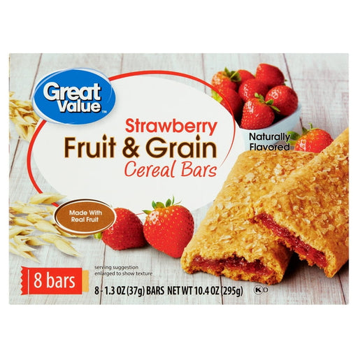 GREAT VALUE FRUIT & GRAIN STRAWBERRY CEREAL BARS GREAT VALUE
