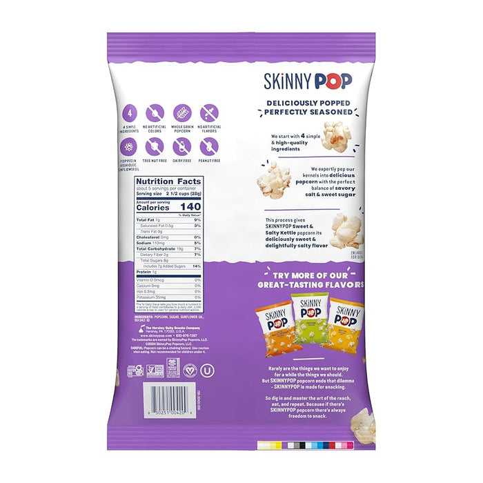 SKINNY POP POPCORN SWEET & SALTY KETTLE CORN 1 OZ SKINNY