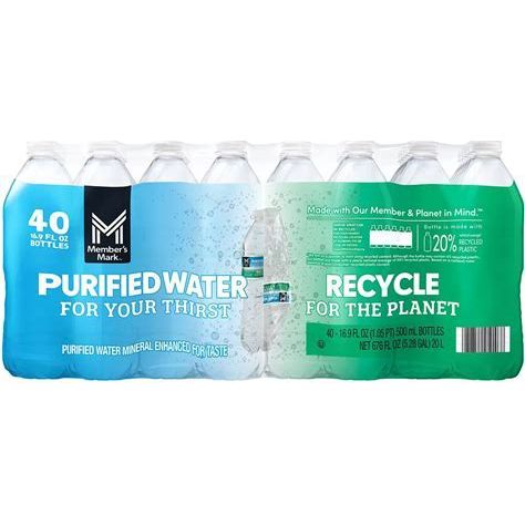 MEMBER'S MARK PIRIFIED WATER 40 PK MEMBER'S MARK