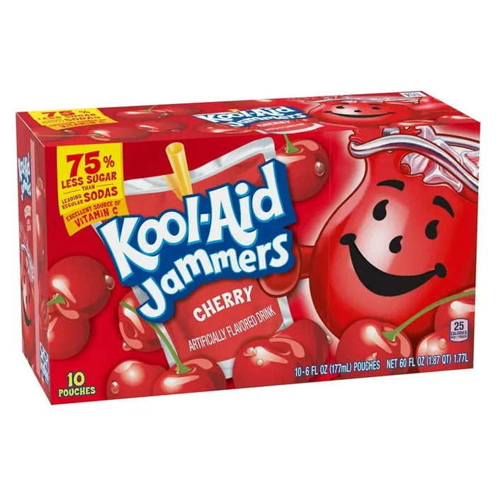 KOOL-AID JAMMERS CHERRY- Cherry flavored pouch drinks for kids' enjoyment on the go.