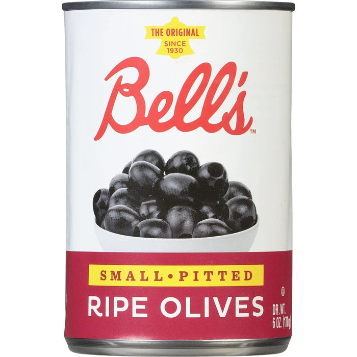 BELL'S MEDIUM PITTED RIPE OLIVES 6 OZ