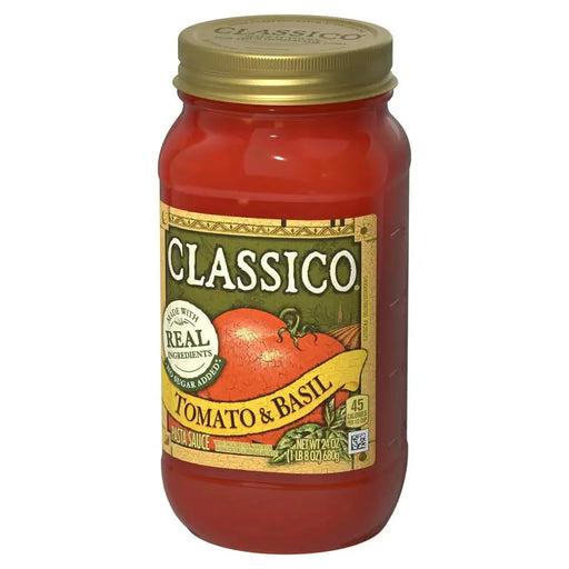 CLASSICO TOMATO & BASIL 32 OZ- A blend of tomato and basil for a fresh sauce or soup base.