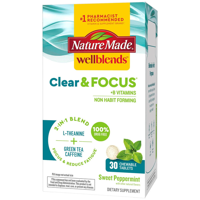 NATURE MADE WELLBLENDS CLEAR + FOCUS 30 TABLETS- Supplement blend aimed at enhancing clarity and focus.