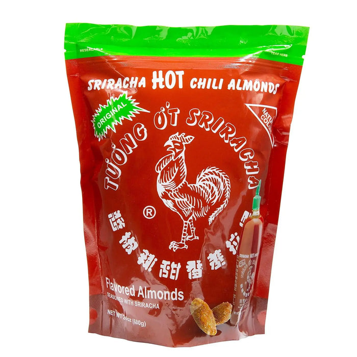 SRIRACHA HOT CHILI ALMONDS - Spicy almonds with the flavor of sriracha for a fiery snack.