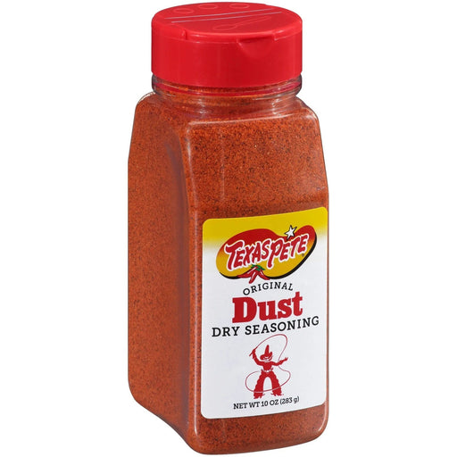 TEXAS PETE DUST 10 OZ- Seasoning powder for adding a smoky flavor to dishes.