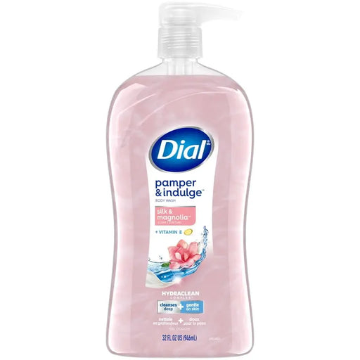 DIAL BODY WASH, PAMPER & INDULGE, SILK MAGNOLIA 32 FL- Silky magnolia scent for a luxurious clean.