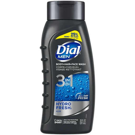 DIAL MEN HYDRO FRESH 20 FL- Luxurious silk and magnolia scented body wash for a soothing experience.