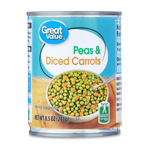 GREAT VALUE PEAS & DICED CARROTS 8.5 OZ