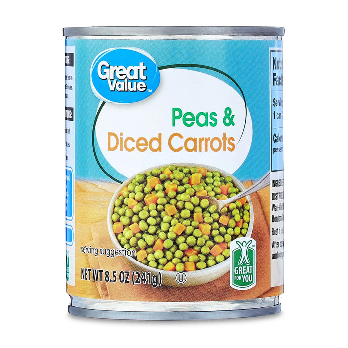 GREAT VALUE PEAS & DICED CARROTS 8.5 OZ