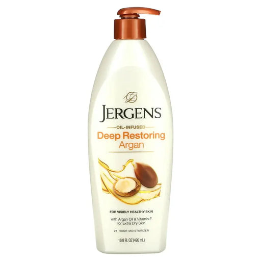 JERGENS DEEP RESTORING ARGAN- Firming lotion with oil infusion to tighten and hydrate skin.