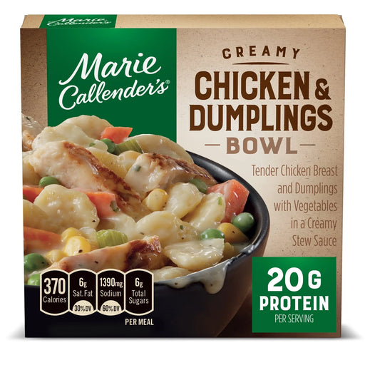 MARIE CALLENDER'S CHICKEN & DUMPLINGS 15 OZ- A hearty meal of chicken & dumplings for comfort food fast.