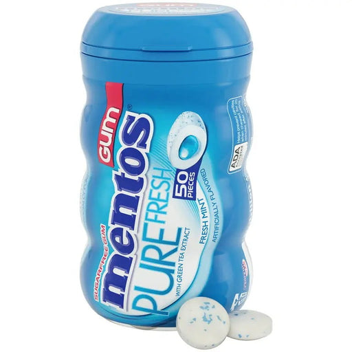 MENTOS PURE FRESH SUGARFREE 50 PIECES- Refreshing fruit-flavored gum for sweet breath freshness.