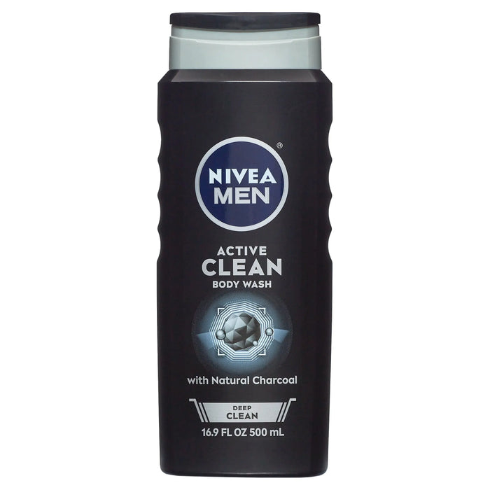 NIVEA ACTIVE CLEAN BODY WASH WITH NATURAL CHARCOAL 16 .9 FL- Activated charcoal body wash for deep cleaning.