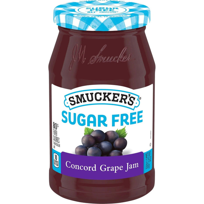 SMUCKER'S SUGAR FREE CONCORD GRAPE JAM 12.75 OZ- Fruit flavored grape jam, perfect for breakfast or snacks.