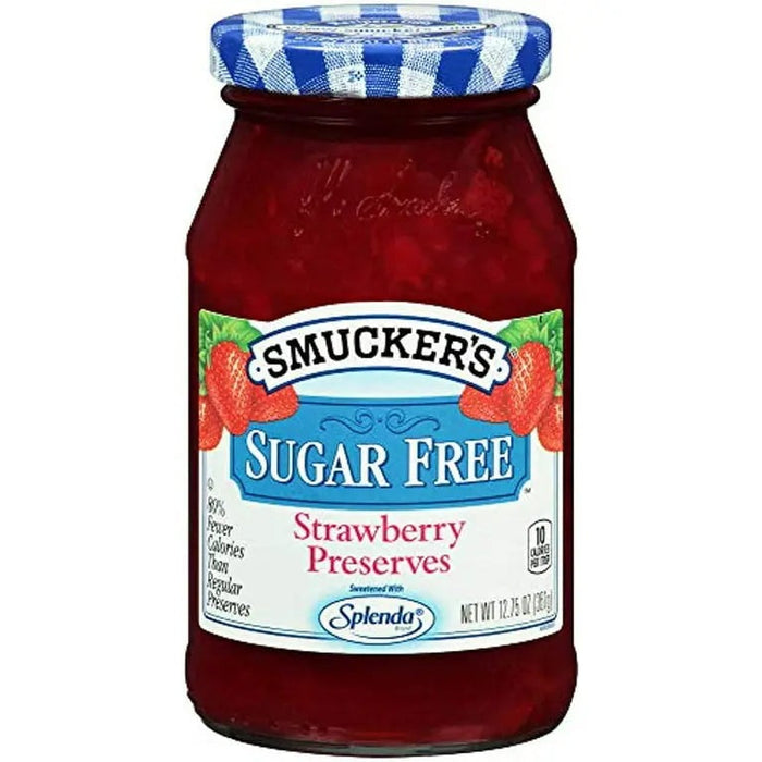 SMUCKER'S STRAWBERRY PRESERVES SUGAR FREE 12.75 OZ- Sweet strawberry jam, perfect for toast and sandwiches.