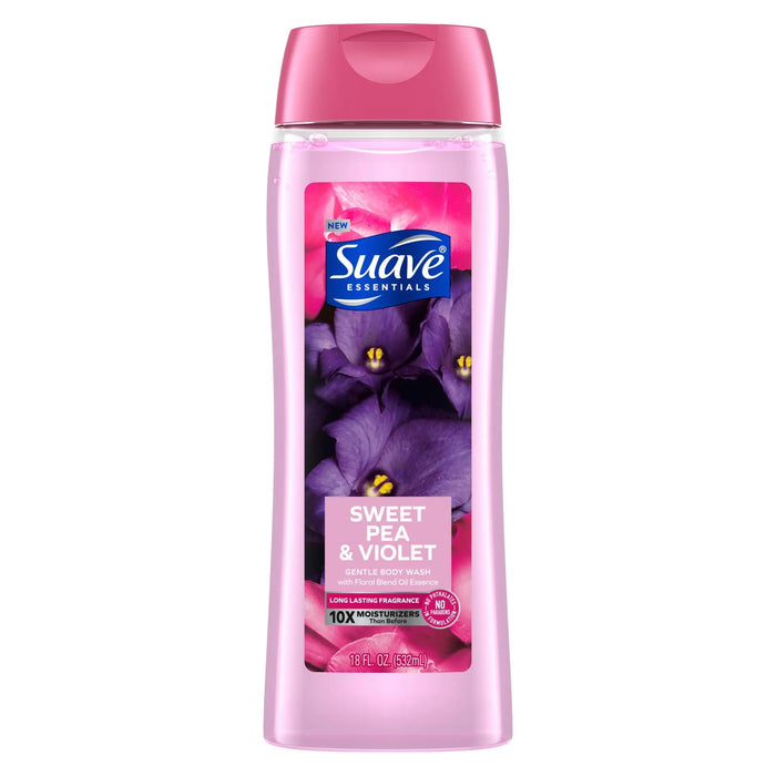 SUAVE SWEET PEA & VIOLET- Sweet floral scented body wash for a refreshing and pleasant clean.