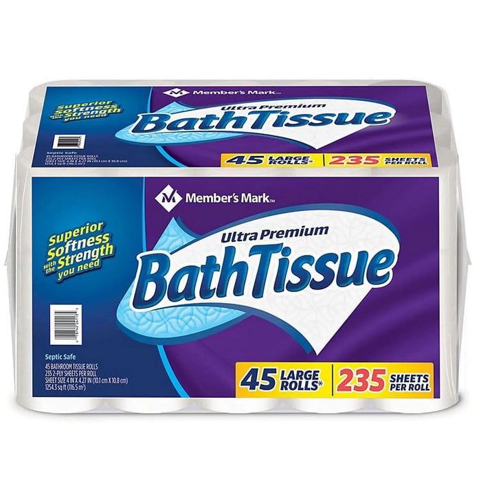 MEMBER'S MARK ULTRA PREMIUM BATH TISSUE 9 LARGE ROLLS- Premium quality bathroom tissue for ultimate comfort.