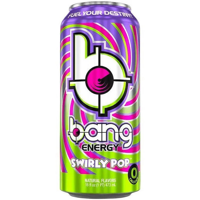 BANG ENERGY PINK SWIRLY POP- Another delightful version of the pink energy drink, energizing and flavorful.