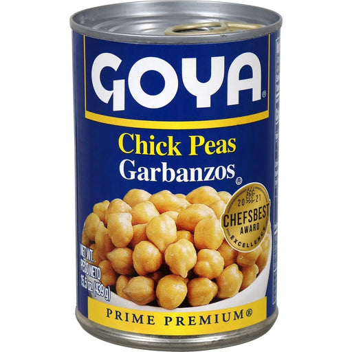 GOYA CHICK PEAS GARBANZOS 15.5 OZ- Nutritious chickpeas, perfect for salads, soups, and more.