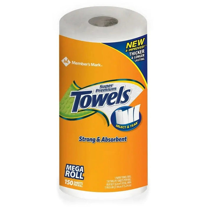 MEMBER'S MARK SUPER PREMIUM TOWELS 150 SELECT & TEAR SHEETS- Luxurious bathroom towels, ultra-soft and absorbent.